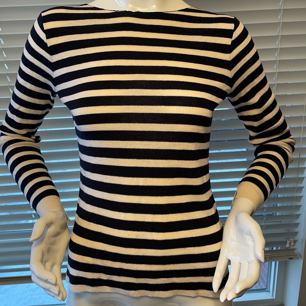 Rag & Bone Merino Wool Cowl Back Striped Sweater, Size Small